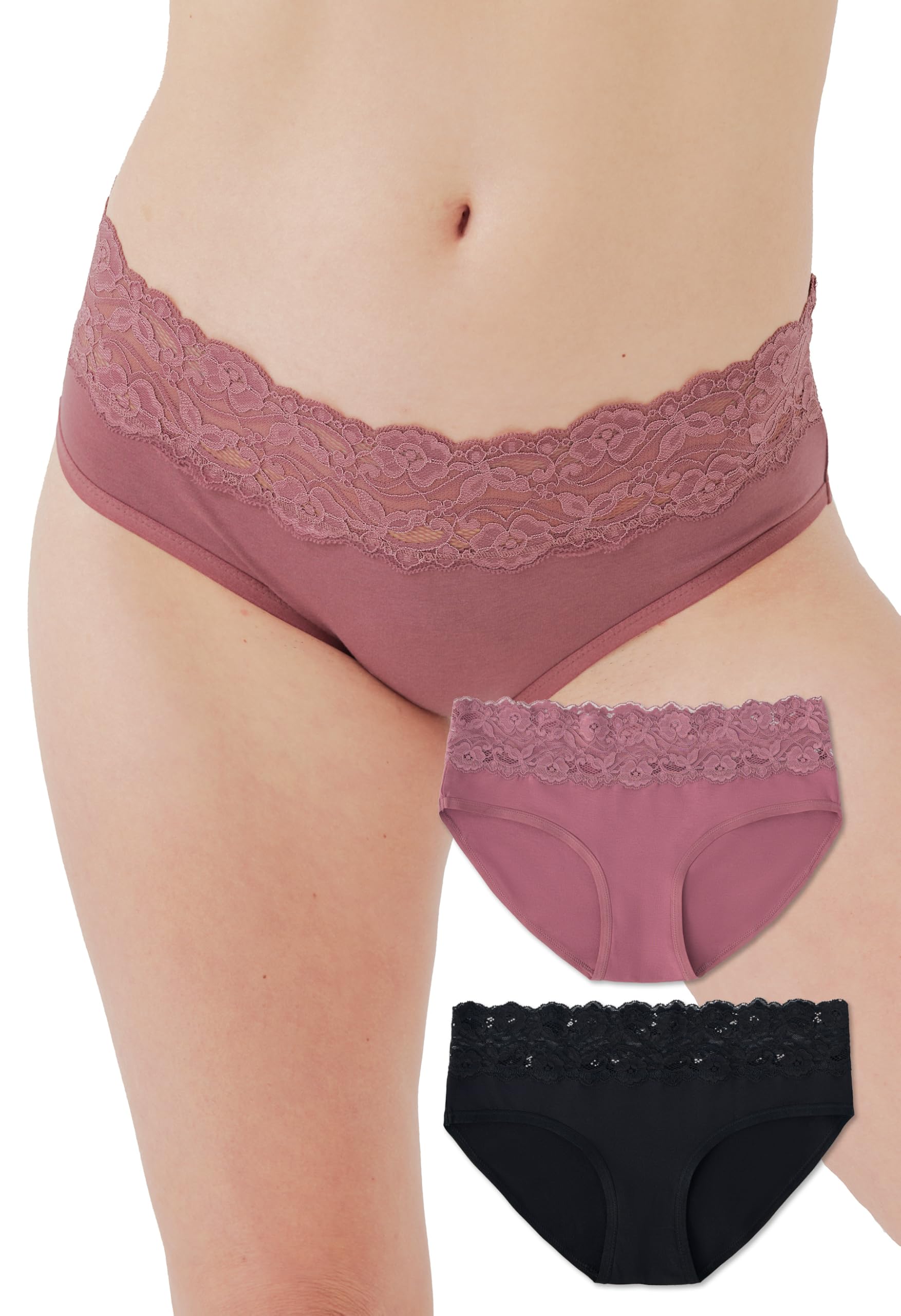 Pact Women's Organic Cotton Bikini Underwear, Classic Fit Panties with High Cut Leg, 2 Pack