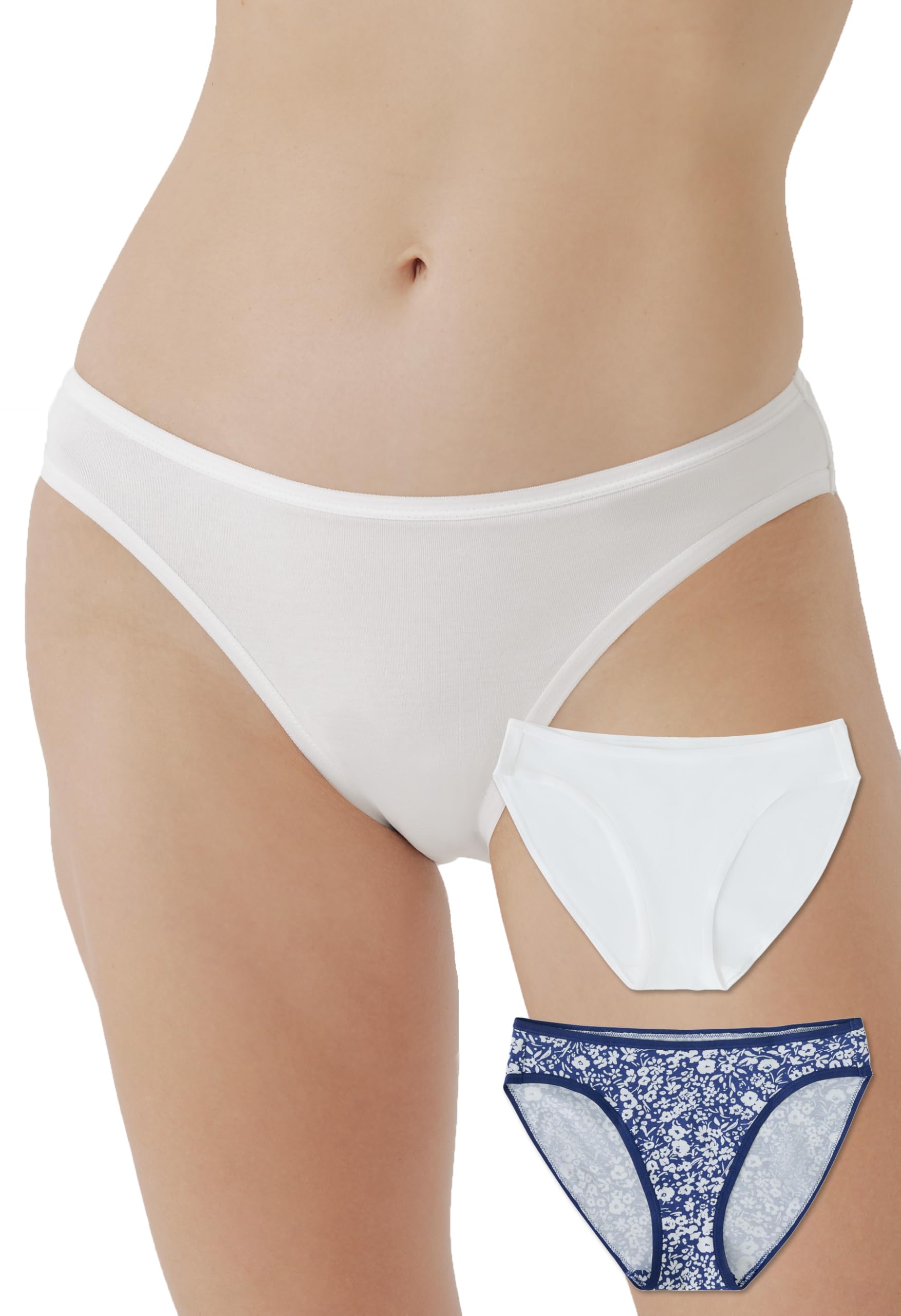 Pact Women's Organic Cotton Bikini Underwear, Classic Fit Panties with High Cut Leg, 2 Pack