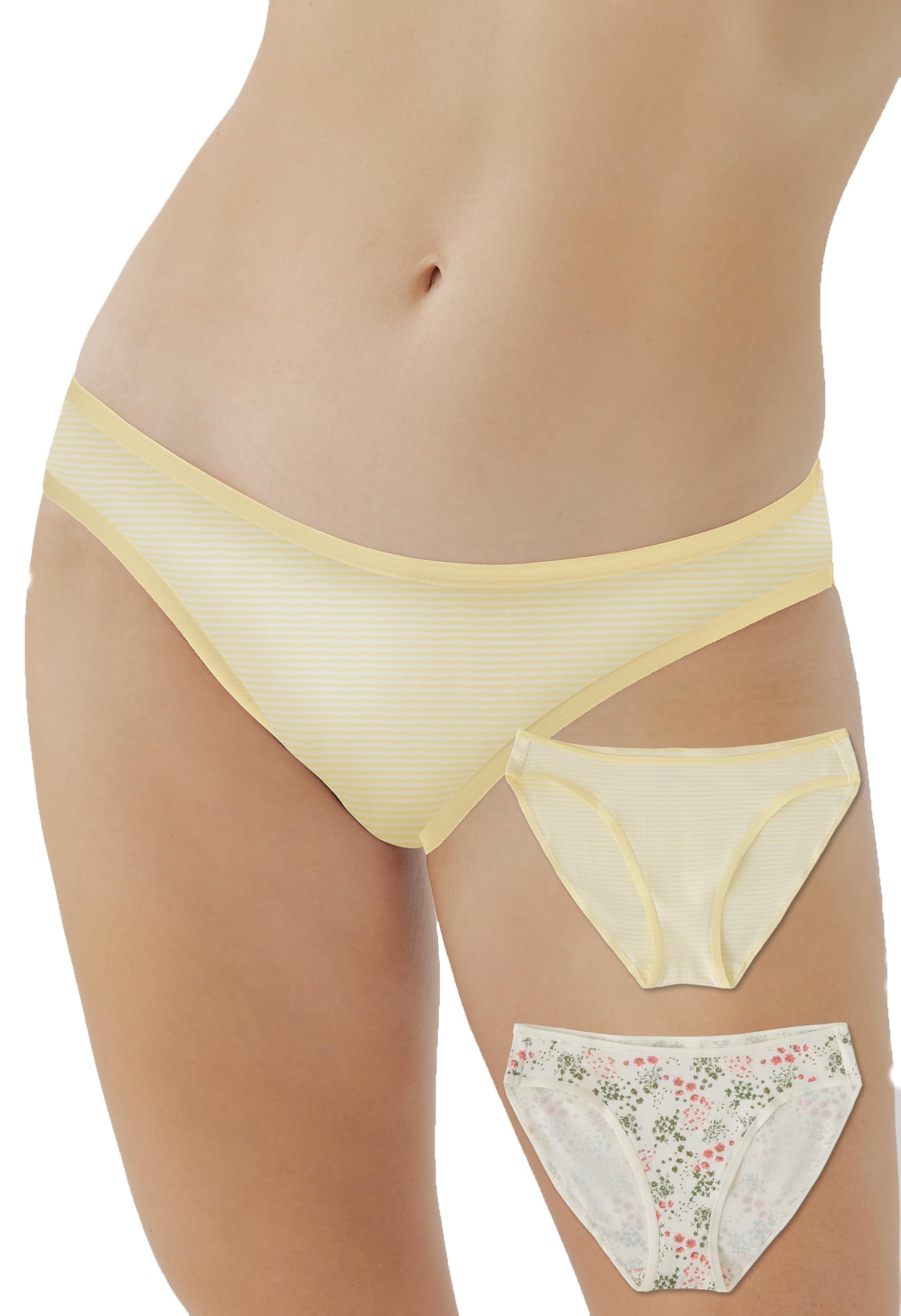 Pact Women's Organic Cotton Bikini Underwear, Classic Fit Panties with High Cut Leg, 2 Pack