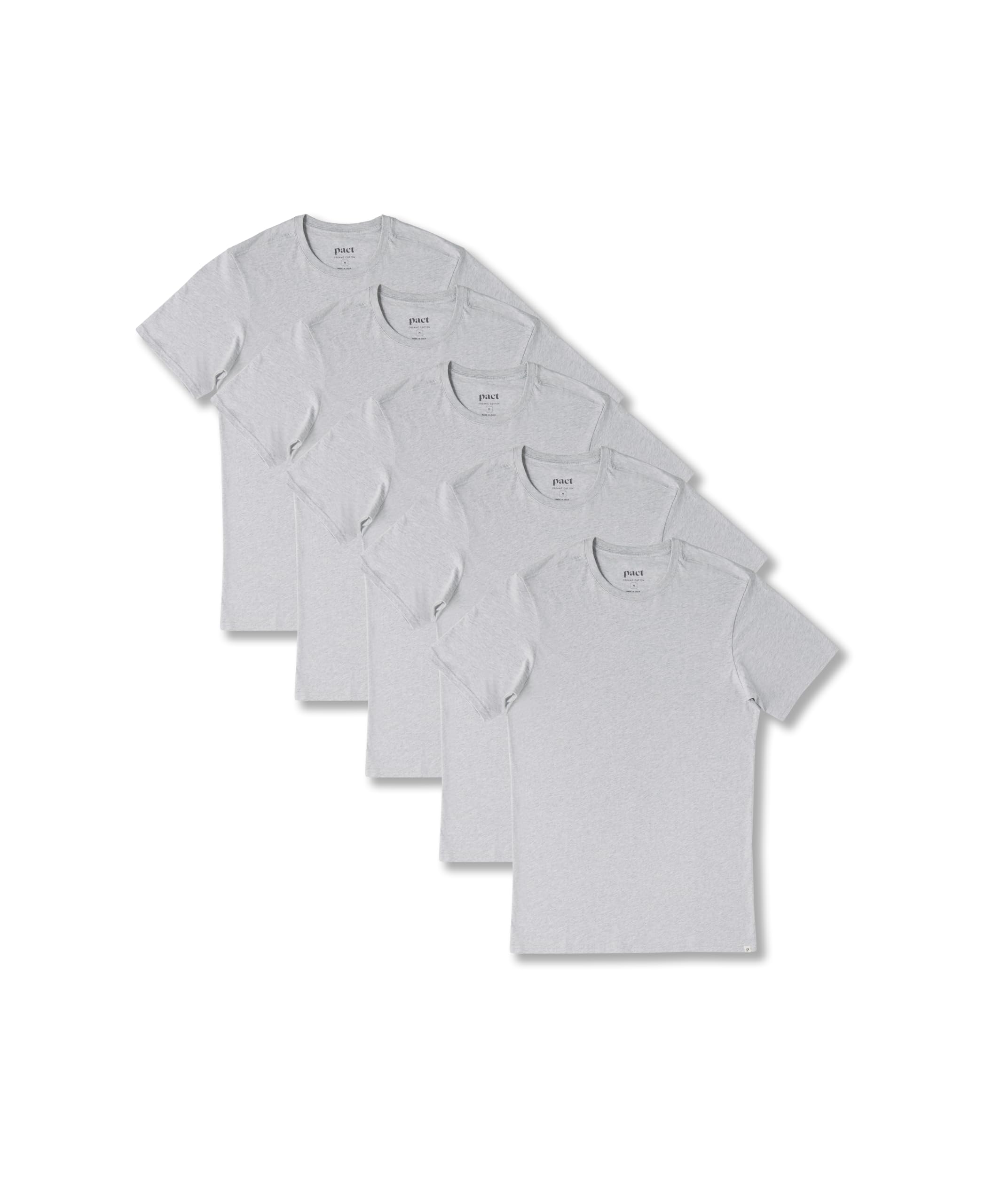 Pact Men's Organic Cotton Softspun Standard Fit Crew Neck T-Shirt, Pack of 5