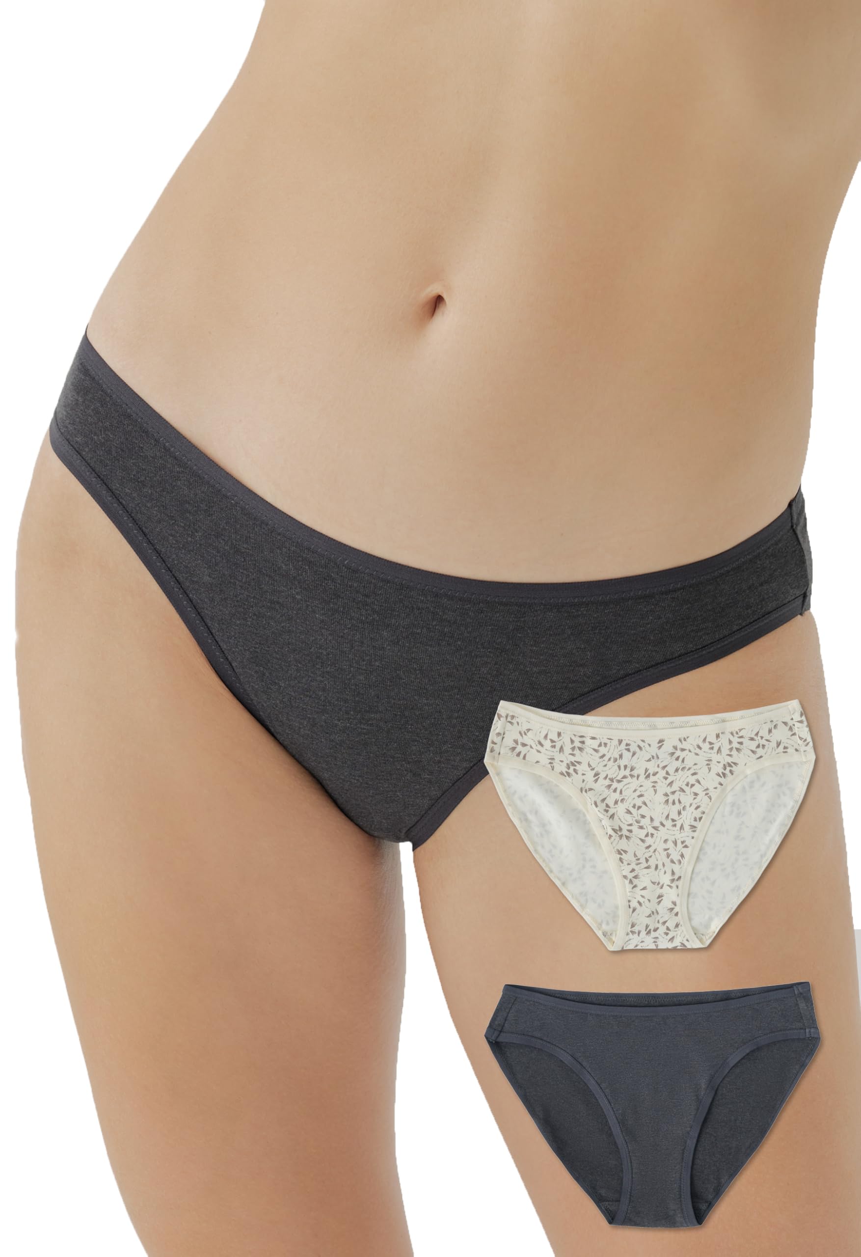 Pact Women's Organic Cotton Bikini Underwear, Classic Fit Panties with High Cut Leg, 2 Pack