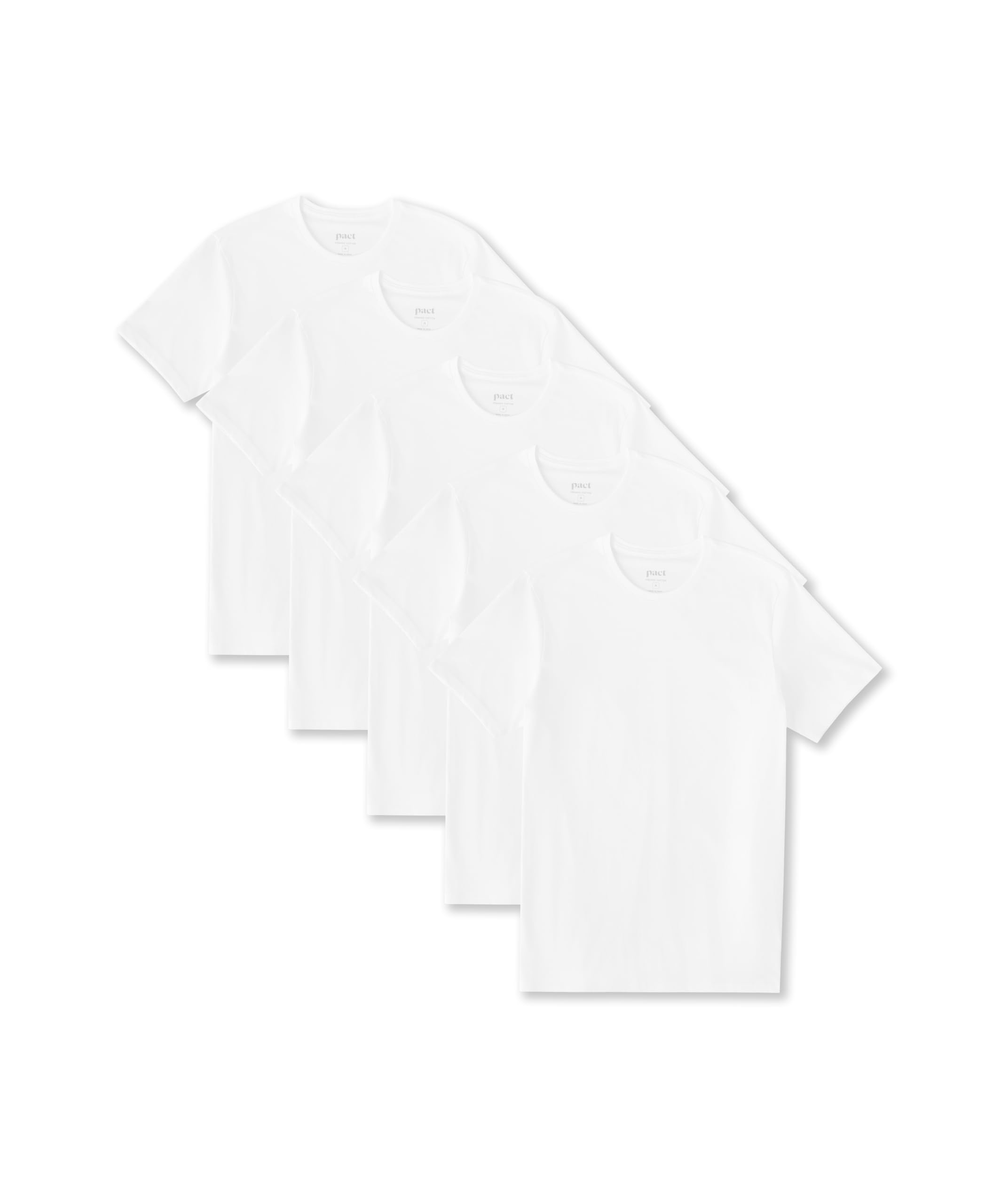 Pact Men's Organic Cotton Softspun Standard Fit Crew Neck T-Shirt, Pack of 5