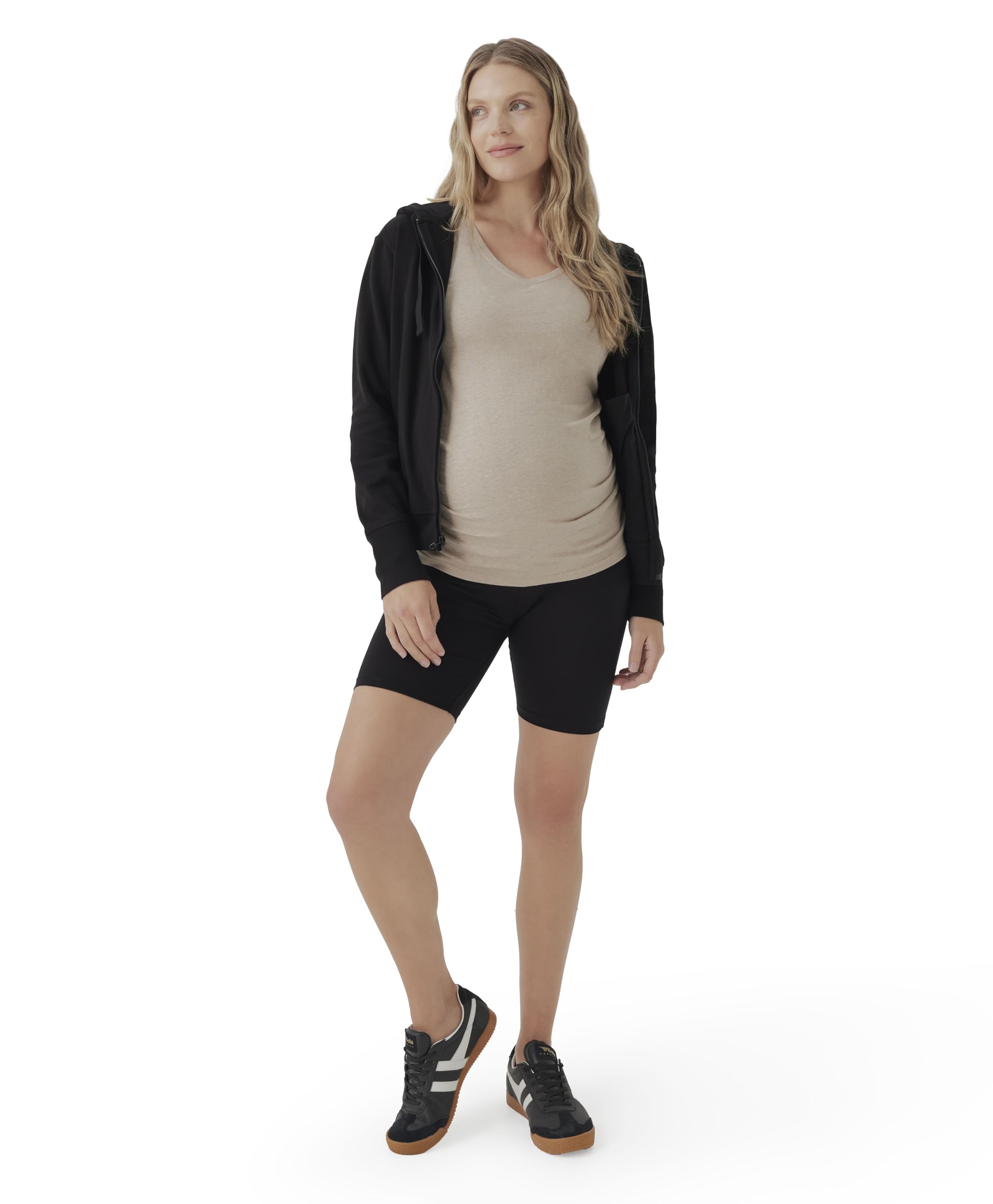 Pact Women's Made with Organic Cotton Maternity Bike Shorts Stretch Waistband Mid-Thigh Length