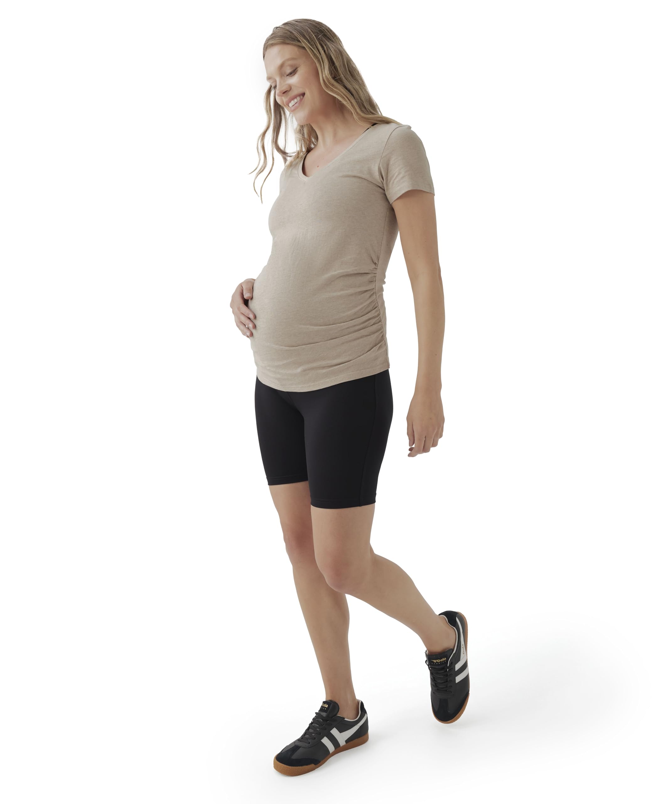 Pact Women's Made with Organic Cotton Maternity Bike Shorts Stretch Waistband Mid-Thigh Length